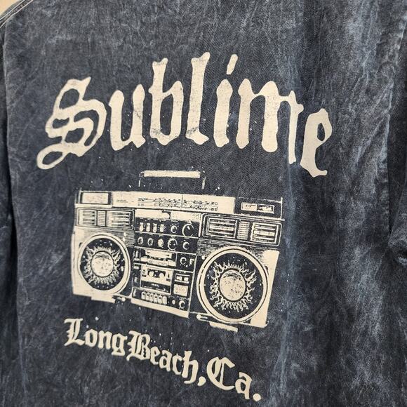 Urban Outfitters Sublime T-Shirt Dark Blue Acid Wash Graphic Tee M - Picture 7 of 8